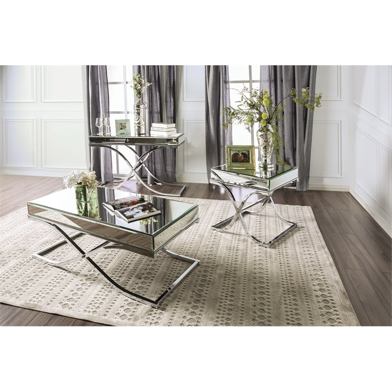 Lorrisa Contemporary Glass Top Coffee Table in Chrome