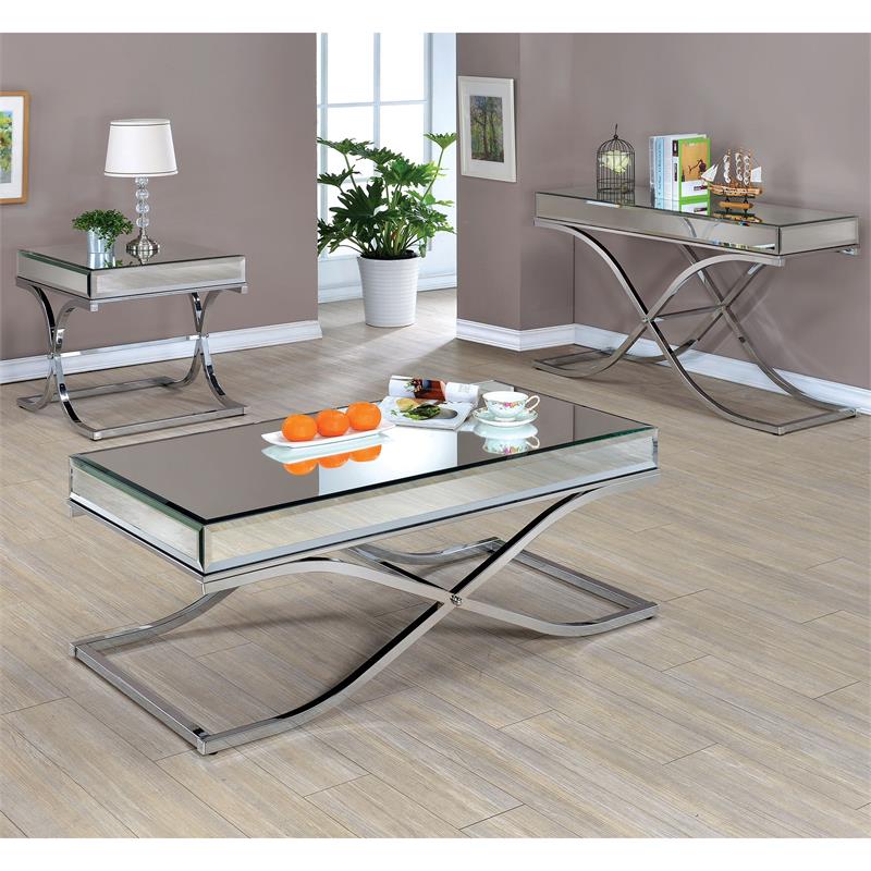 Lorrisa Contemporary Glass Top End Table in Chrome