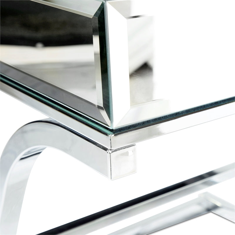 Lorrisa Contemporary Glass Top End Table in Chrome