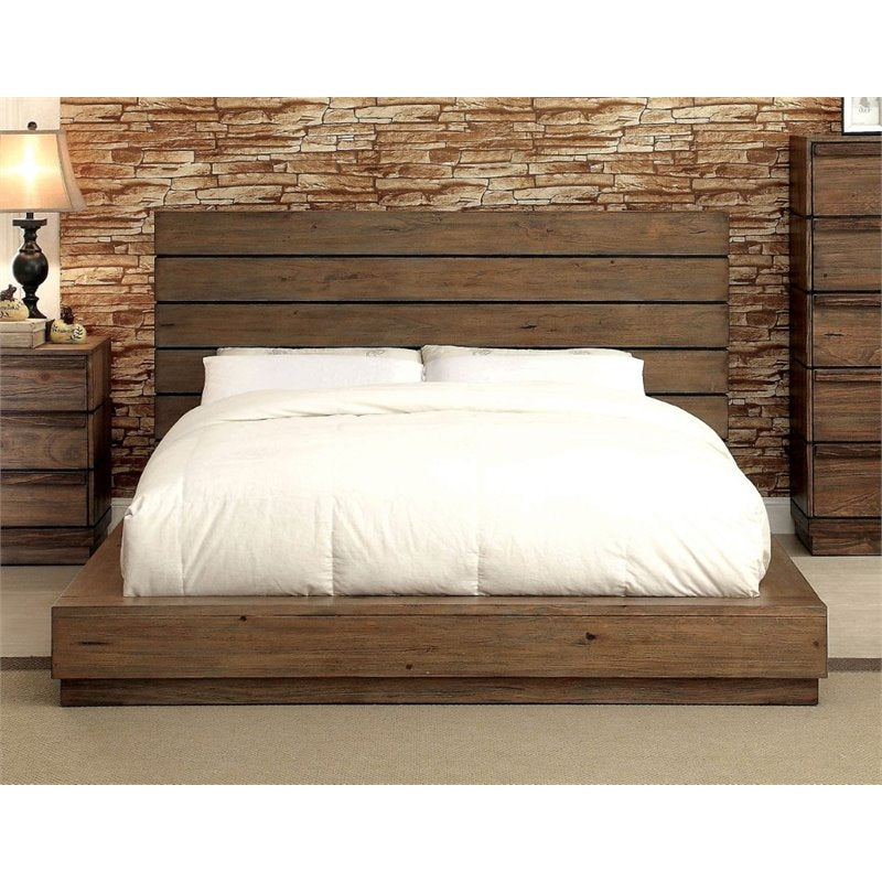 Kassan Rustic Wood Platform Bed in Eastern King