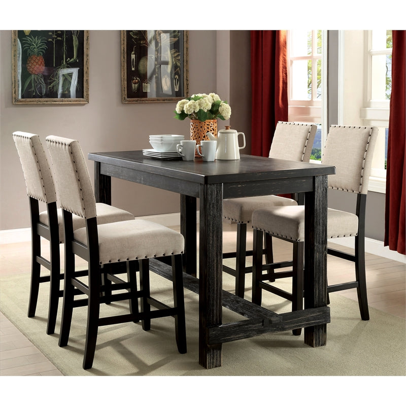 Lubbers Rustic Square Counter Height Table in Antique Black