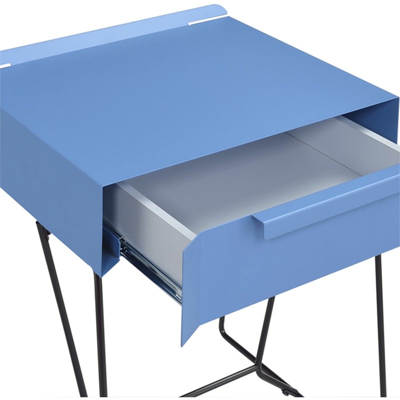 Erika Mid-Century Modern 1-Drawer End Table in Blue