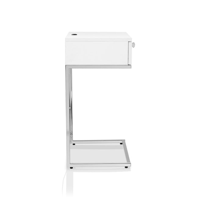 Kylie End Table with USB Port in Glossy White