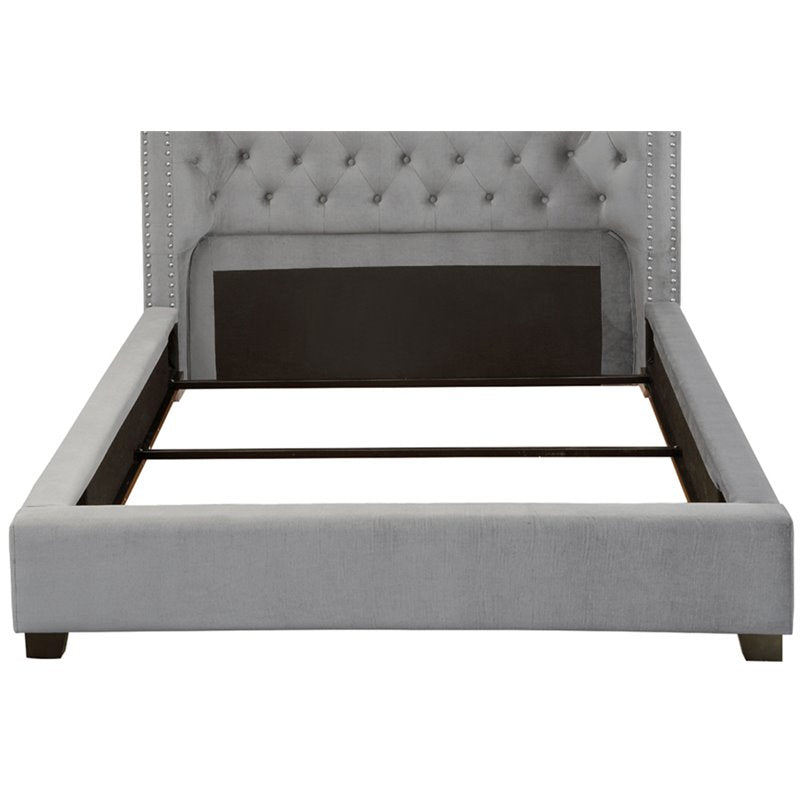 Piklin Transitional Queen Wingback Bed in Gray