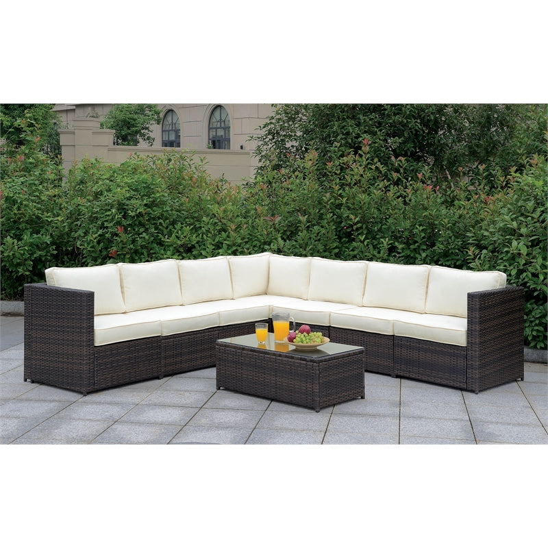 Fischer Contemporary Glass Top Patio Coffee Table