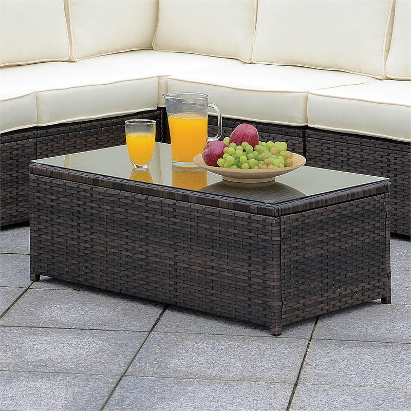 Fischer Contemporary Glass Top Patio Coffee Table