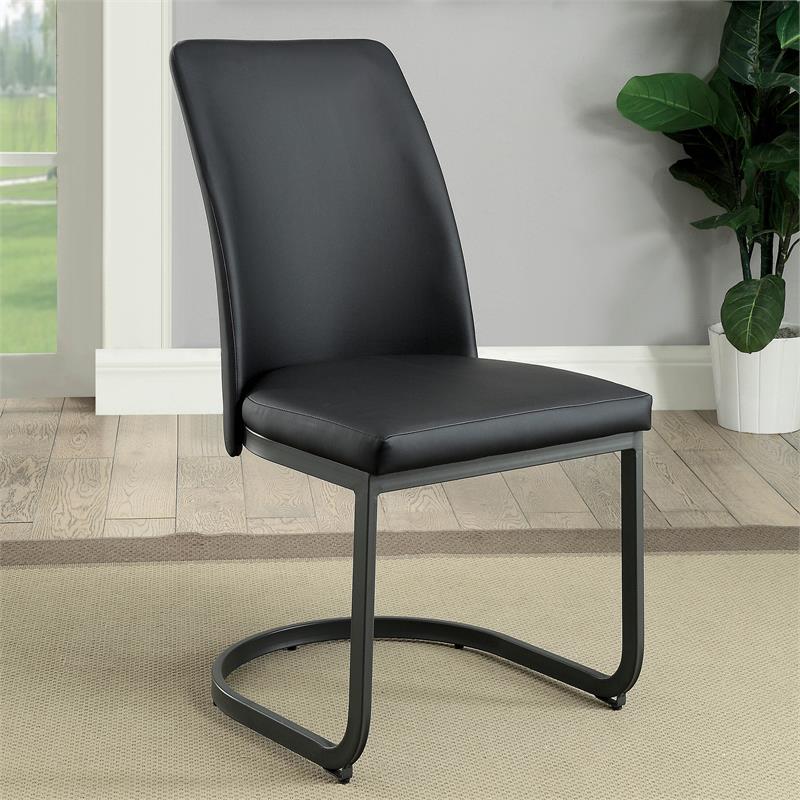 Monte Transitional Faux Leather Upholstered Side Chairs (Set of 2)