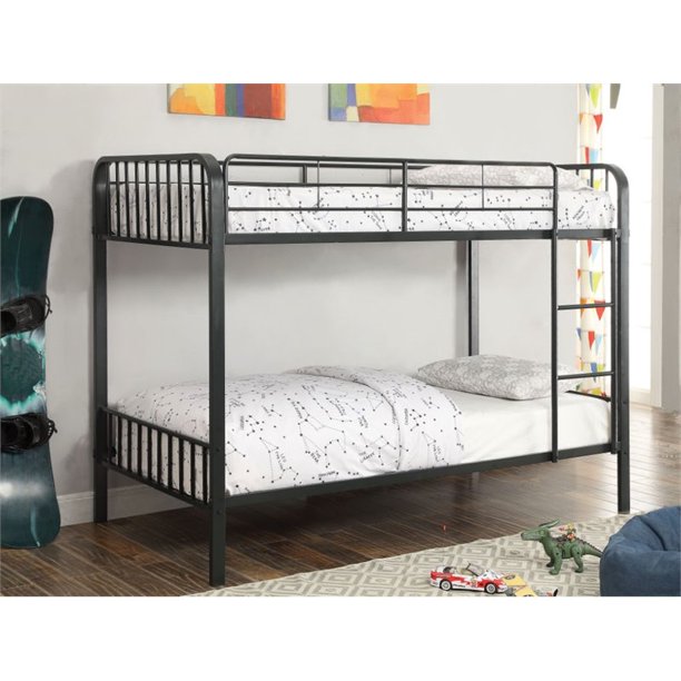 Nasan Contemporary Metal Bunk Bed in Twin over Twin