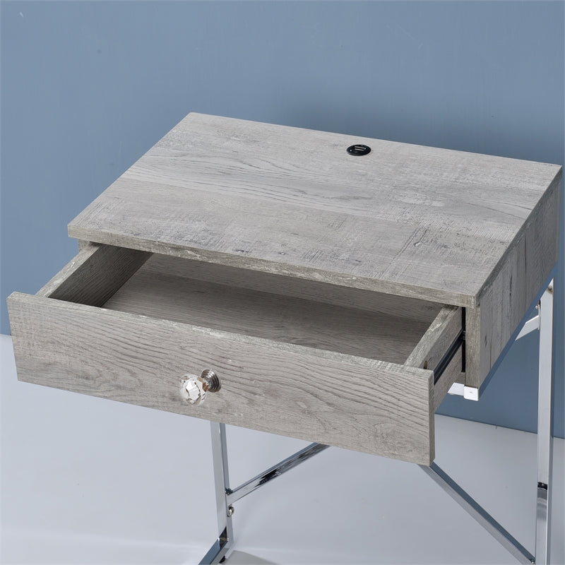 Kylie End Table with USB Port in Light Gray