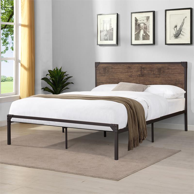 Budenholz Platform California King Bed in Dark Brown