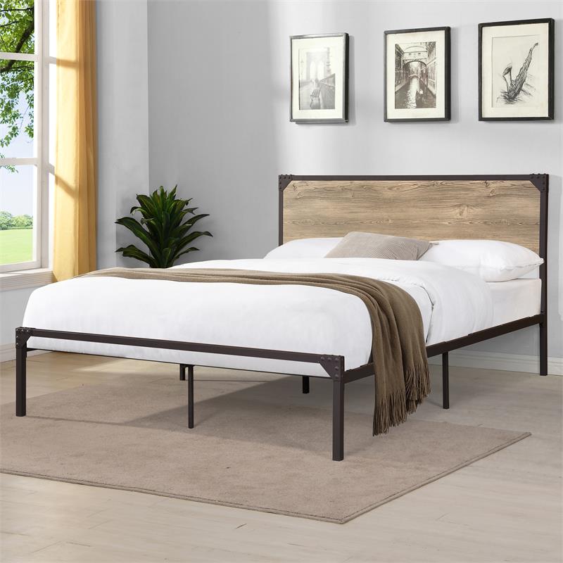 Budenholz Platform Full Bed in Light Gray