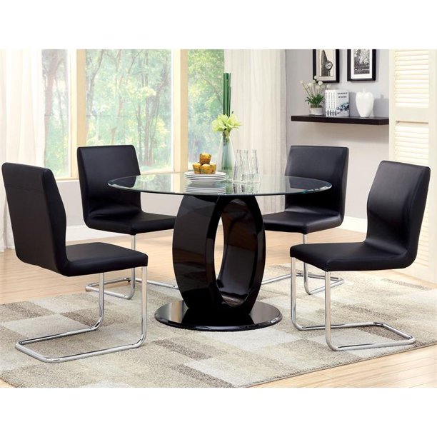 Xavia Contemporary Round Dining Table in Black