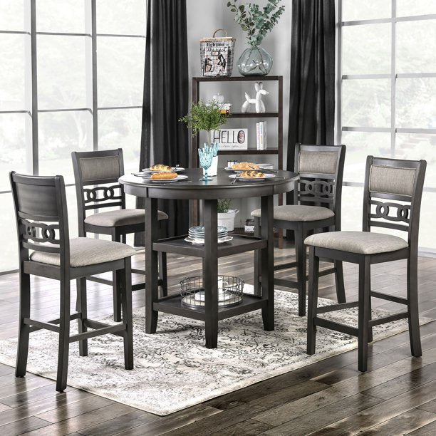 Garnit Transitional 5-Piece Padded Counter Height Table Set