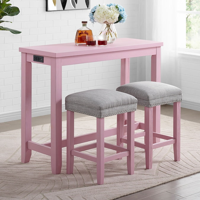 Sabana Counter Height Dining Table with USB Plug in Antique Pink