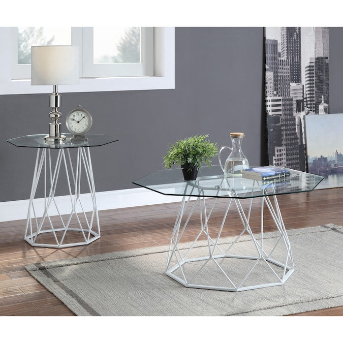 Growder Glass Top Coffee Table in White
