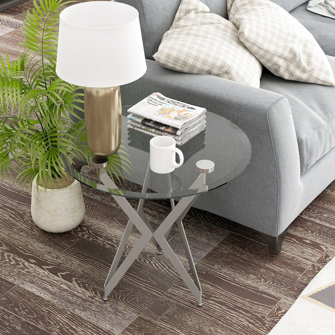 Staneri Glass Top End Table