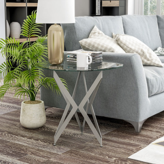 Staneri Glass Top End Table