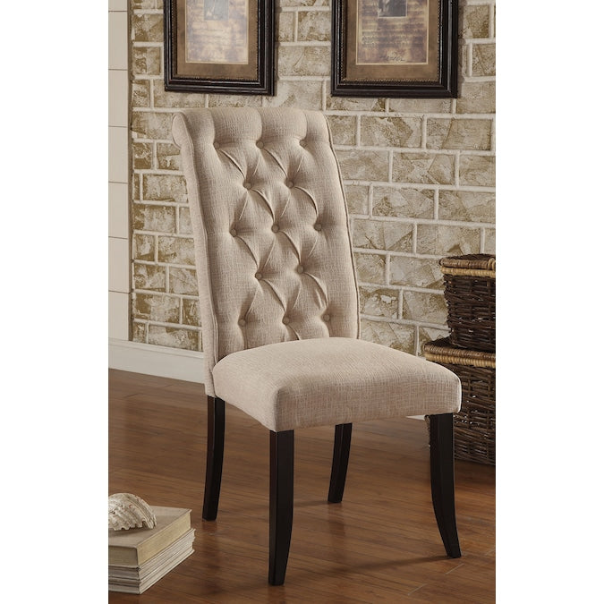 Marynda Transitional Button Tufted Side Chairs in Ivory (Set of 2)