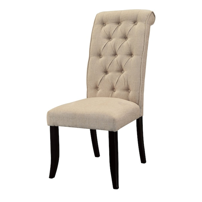 Marynda Transitional Button Tufted Side Chairs in Ivory (Set of 2)