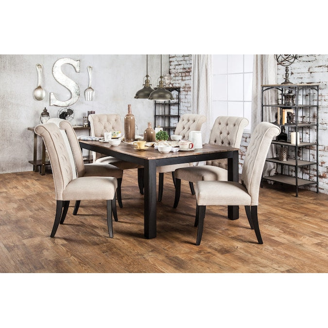 Marynda Transitional Button Tufted Side Chairs in Ivory (Set of 2)