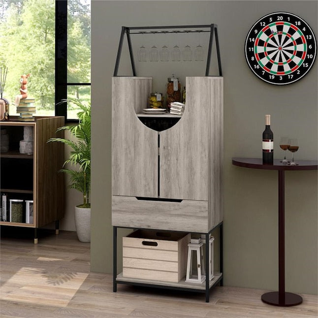 Robble Multi-Storage Wine Cabinet in Vintage Gray Oak