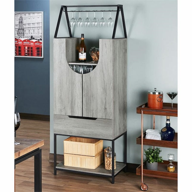 Robble Multi-Storage Wine Cabinet in Vintage Gray Oak