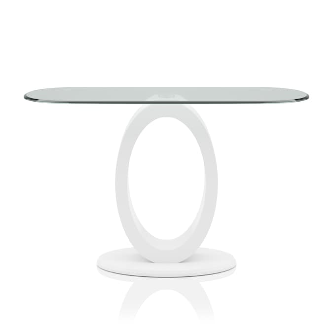 Lyndie Contemporary Glass Top Console Table in White
