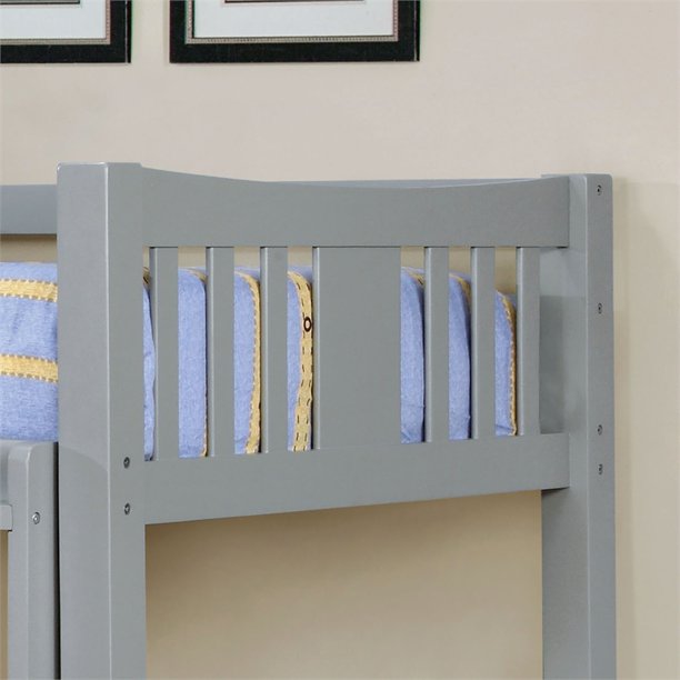 Khanjari Transitional Solid Wood Full over Full Bunk Bed in Gray