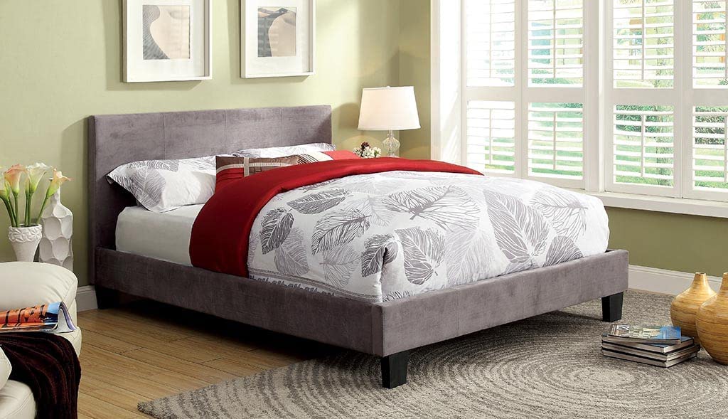 Ameena Contemporary Fabric Full/Queen Upholstered Headboard in Gray