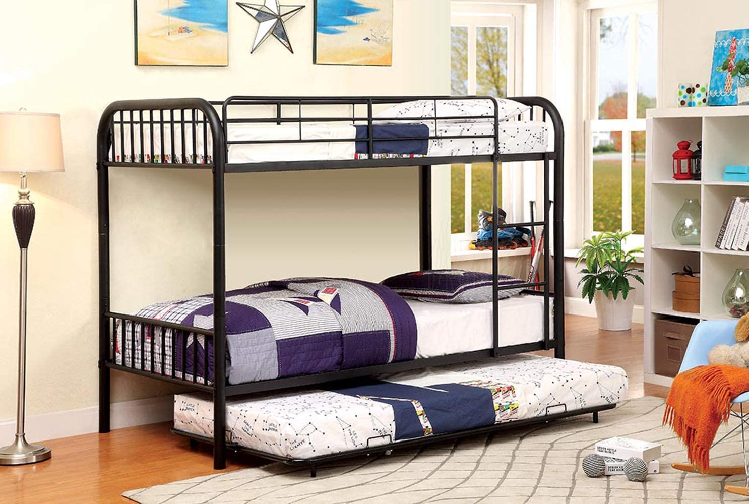 Lompok Contemporary Metal Bunk Bed in Black