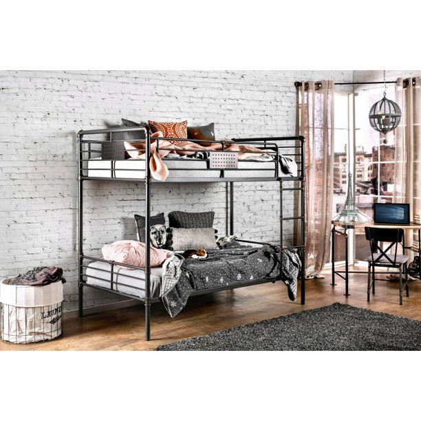 Dillon Industrial Metal Bunk Bed in Twin over Twin