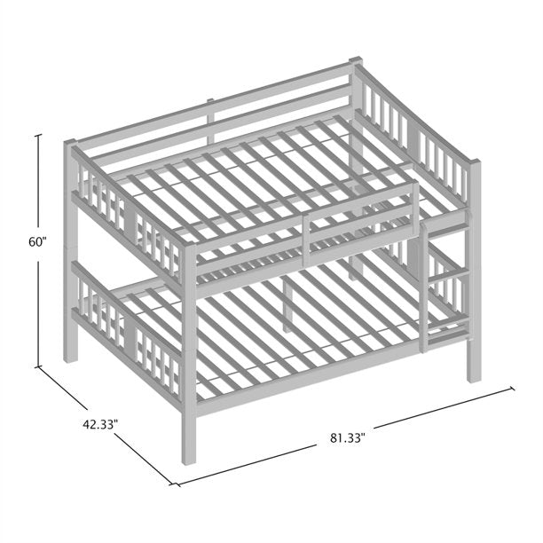 Khanjari Transitional Solid Wood Twin over Twin Bunk Bed in Dark Walnut