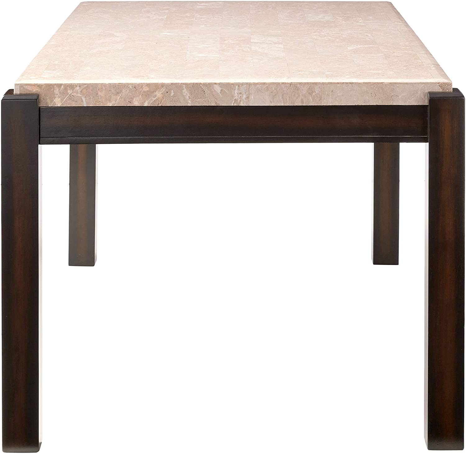 Rumie Contemporary Marble Top Dining Table in White and Dark Walnut