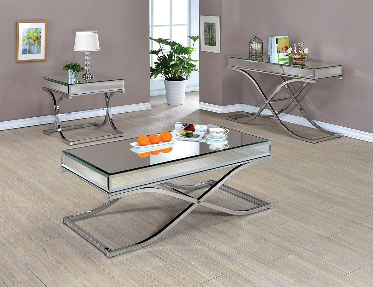 Lorrisa Contemporary Glass Top Sofa Table in Chrome
