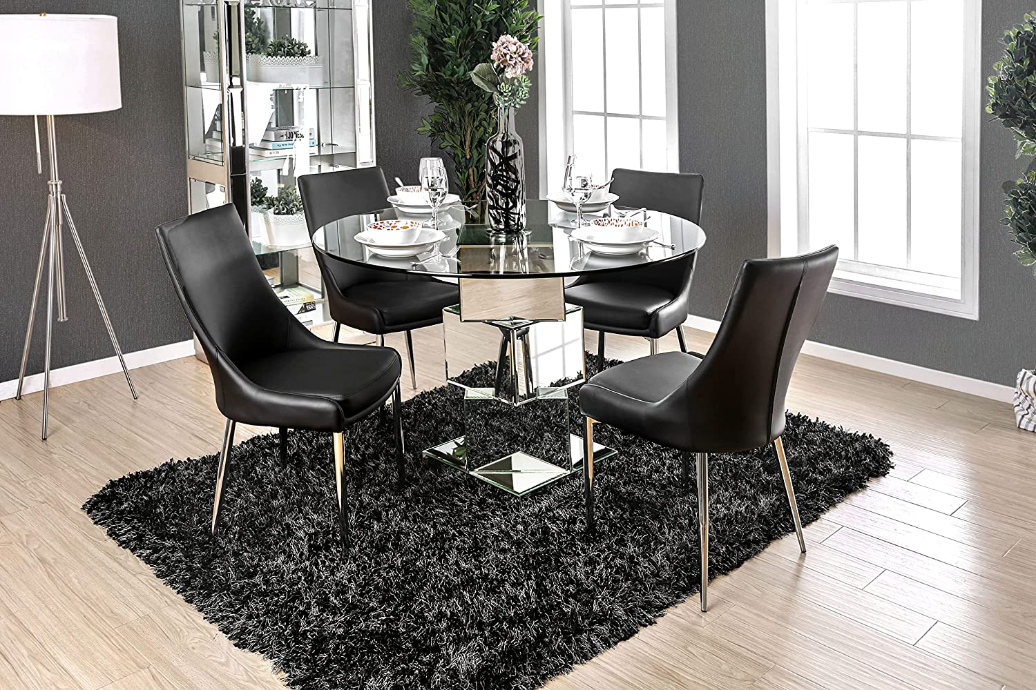 Eisen Contemporary Glass Top Dining Table