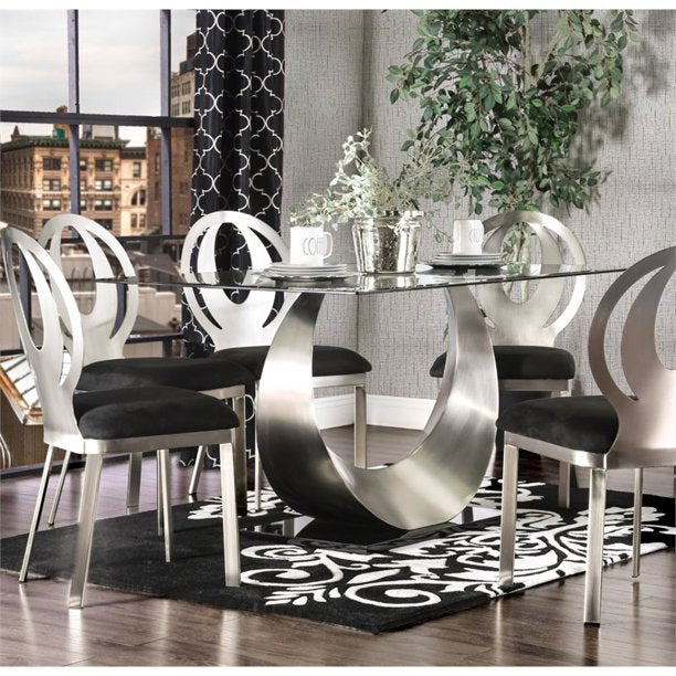 Sheena Contemporary Glass Top Dining Table