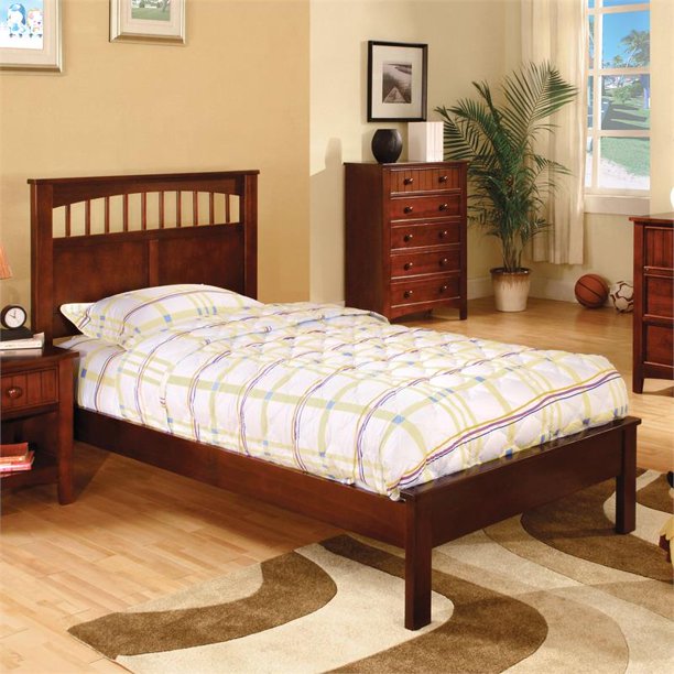 Mellie Transitional Solid Wood Twin Platform Bed in Cherry