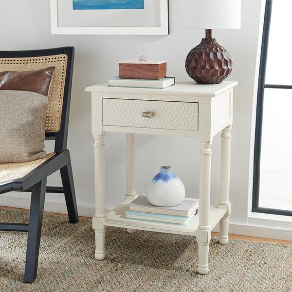 Halton 1Drw Perfect Accent Table For Living Room | White