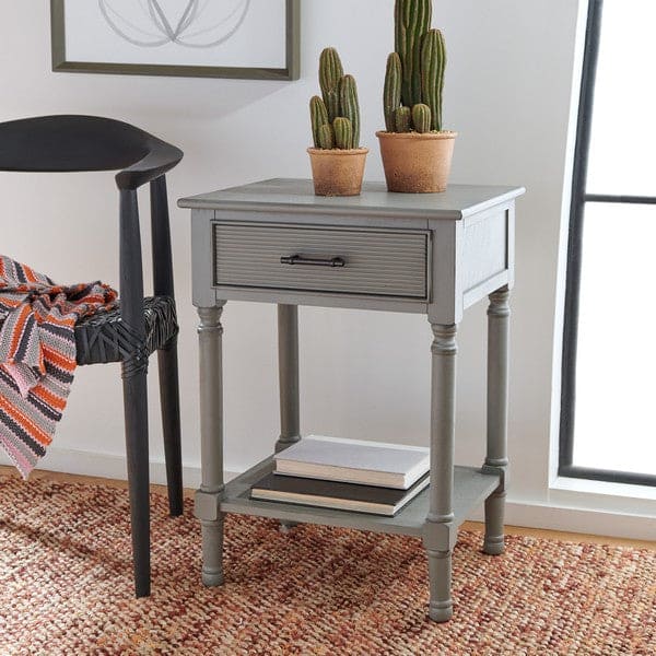 Ryder 1Drw Classic Style & Storage Accent Table for the Living Room | Grey