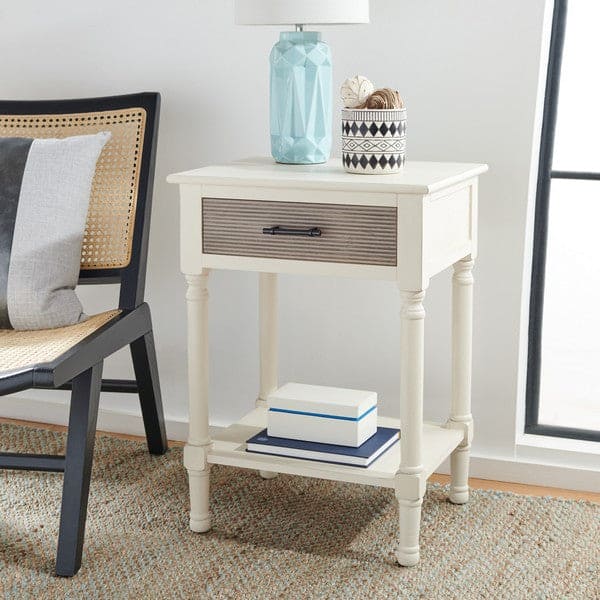 Ryder 1Drw Storage Square Accent Table for Living Room | Greige