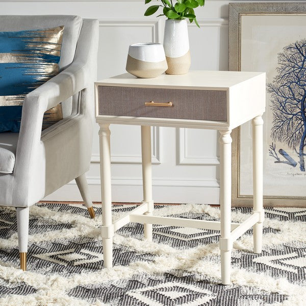 Estella 1Drw Solid Wood Side Accent Table for Any Room | White