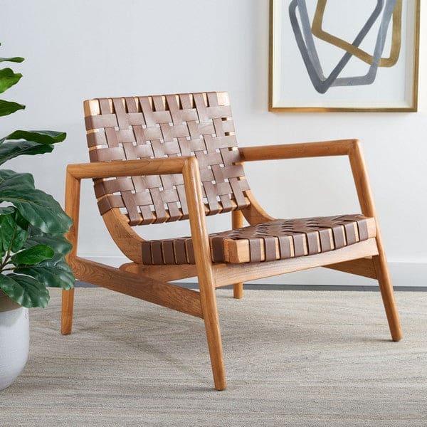 Bellona Style Leather Woven Accent Chair for Your Living Room | Natural