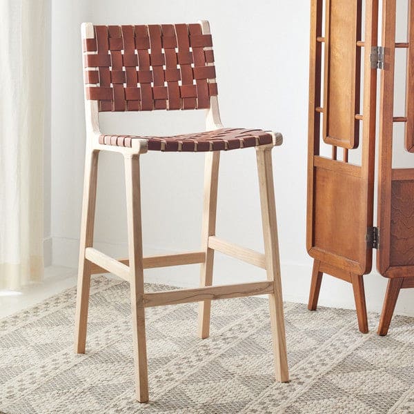 Adah Leather Bar Stool by Safavieh - Comfort and Style for Your Home