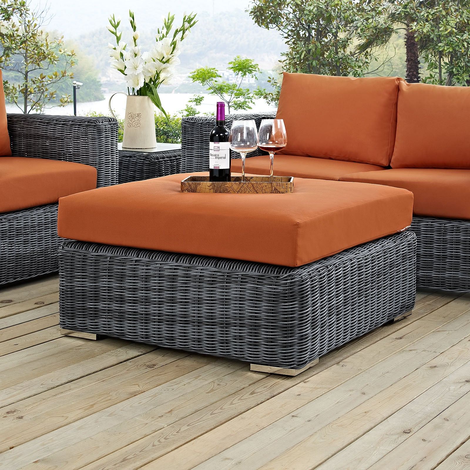 Summon Outdoor Patio Sunbrella® Square Ottoman