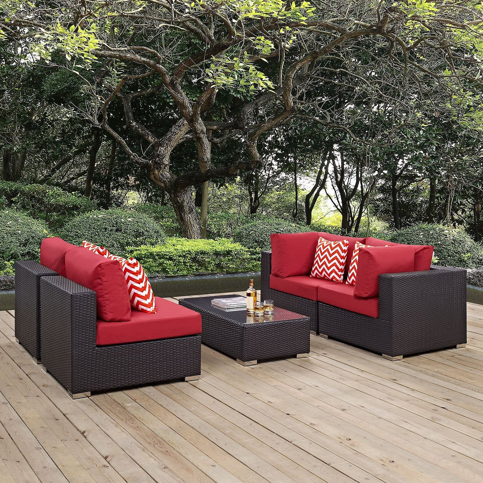 Convene 5 Piece Outdoor Patio Sectional Set