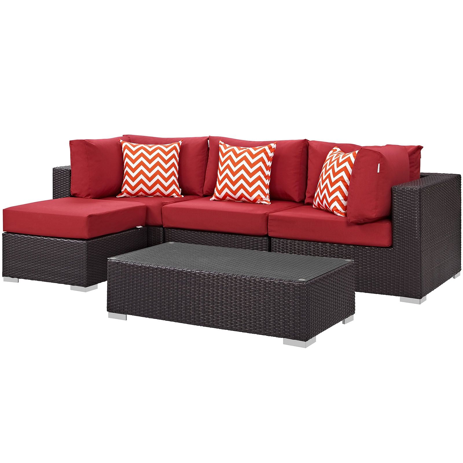 Convene 5 Piece Outdoor Patio Sectional Set