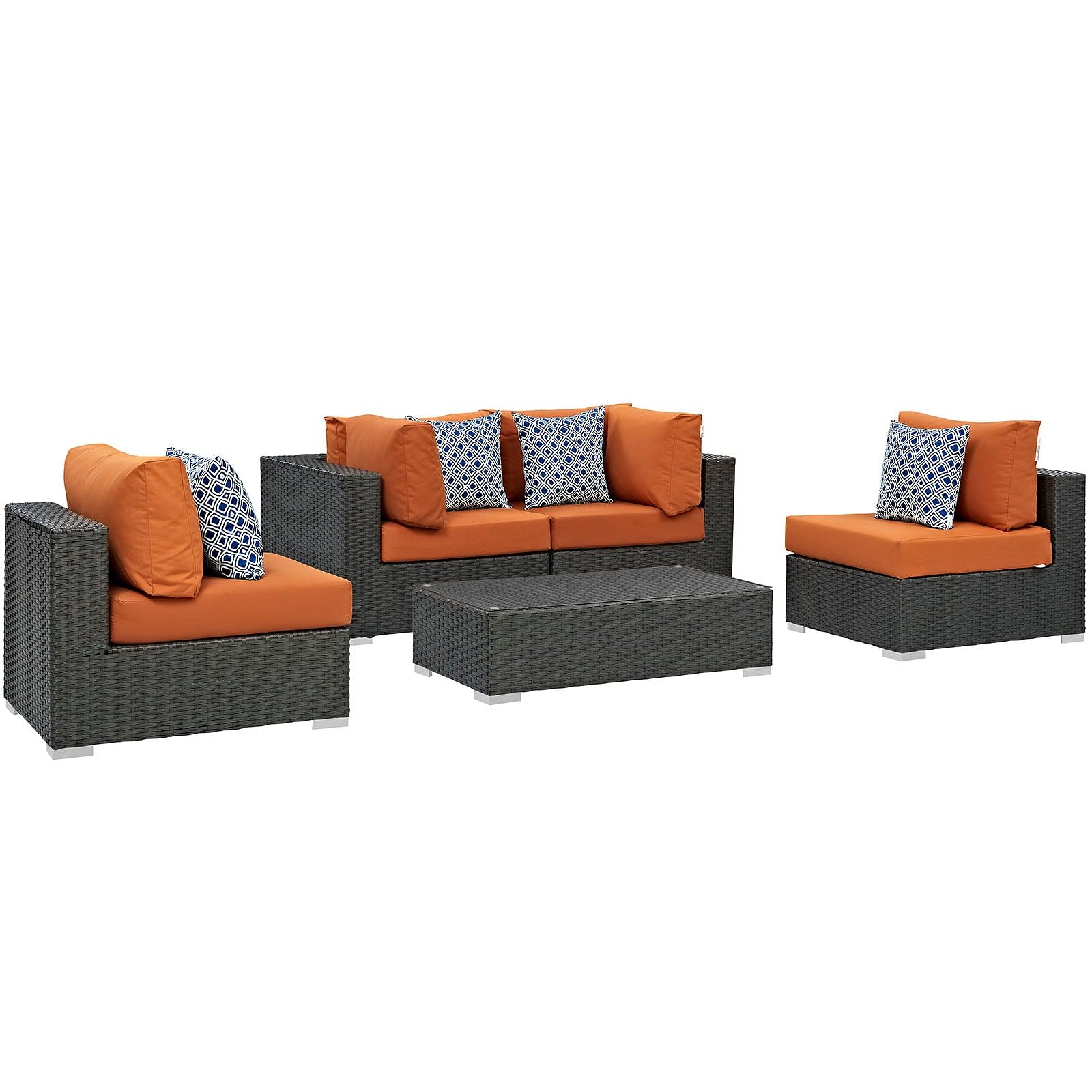 Sojourn 5 Piece Outdoor Patio Sunbrella® Sectional Set