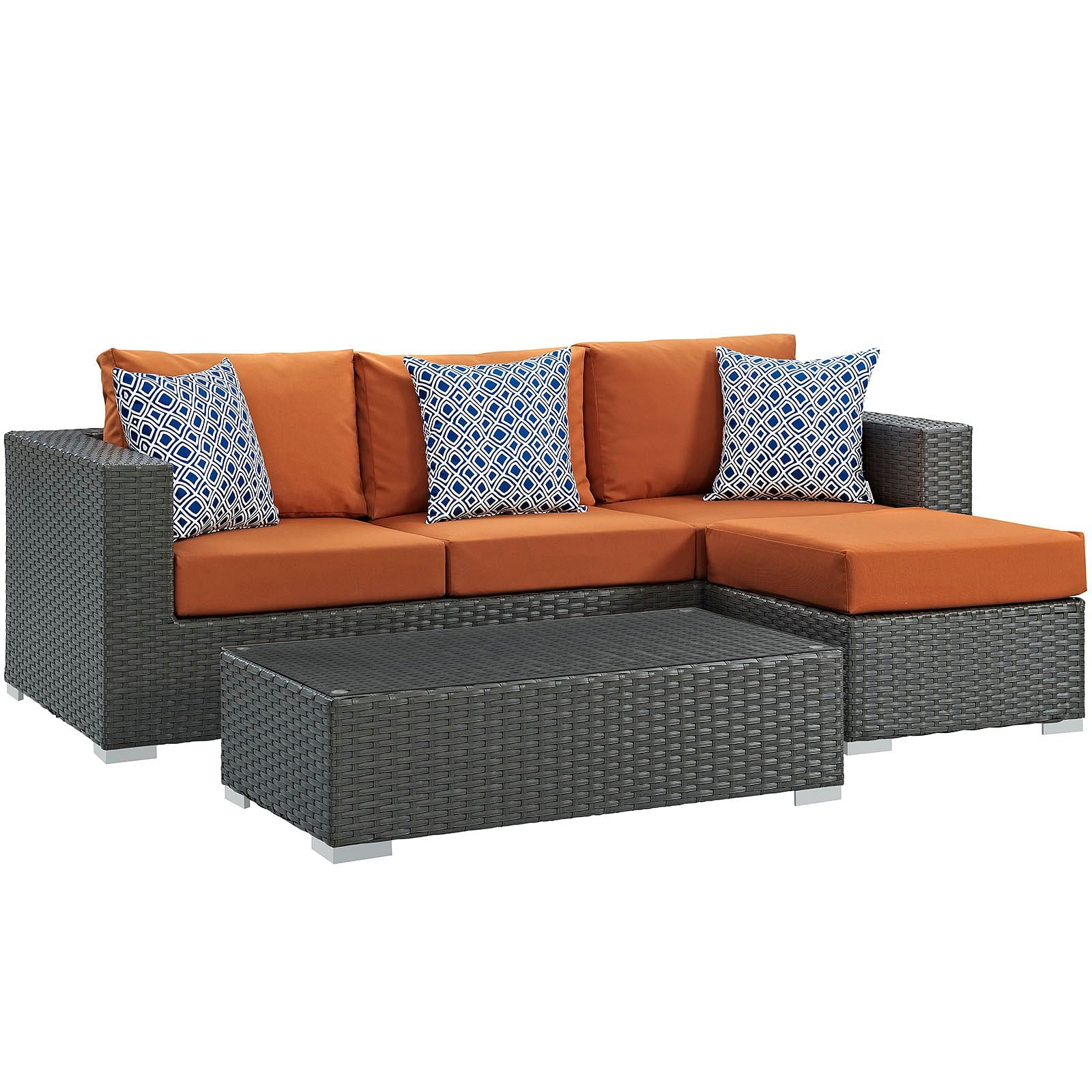 Sojourn 3 Piece Outdoor Patio Sunbrella® Sectional Set