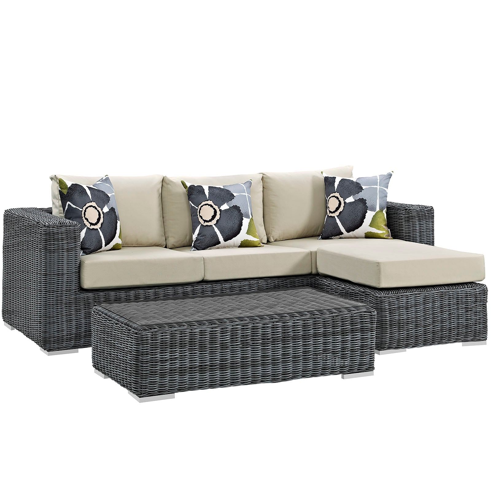 Summon 3 Piece Outdoor Patio Sunbrella® Sectional Set