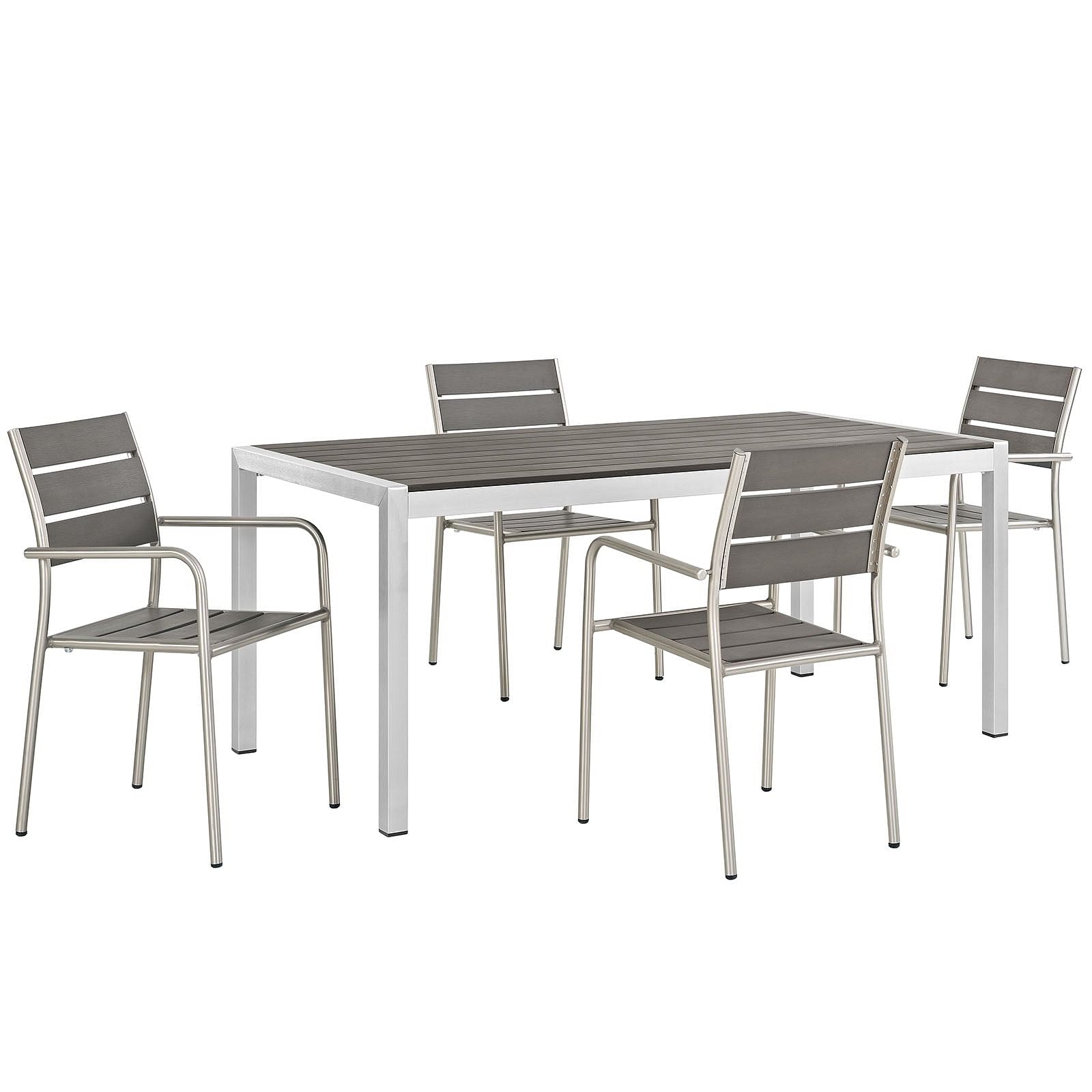 Shore 5 Piece Outdoor Patio Aluminum Dining Set